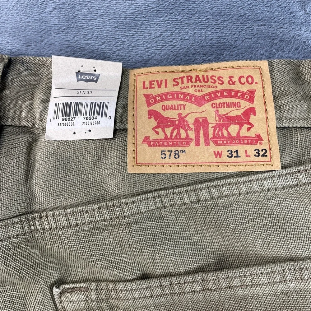 Levi's 578 Baggy‎ Denim Jeans Men's Size 31x32 Tan / Brown Cotton NWT